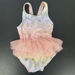 Hux Baby Fairy Bunny Ballet Swimsuit Size 6-12 Months Pink Tutu